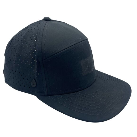 Melin Hat Cap Black Hydro Trenches Perforated Size Adjustable Snap Back 58cm - Picture 3 of 8